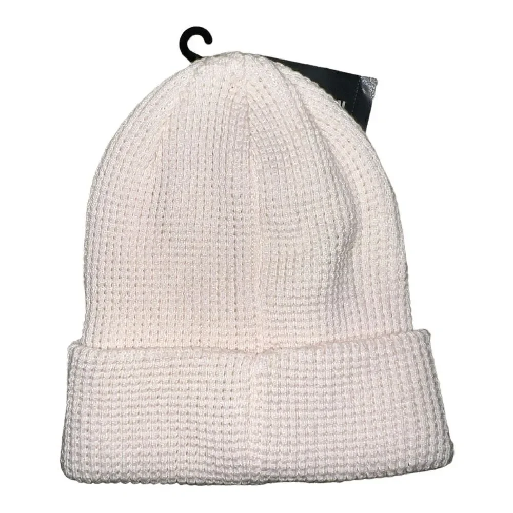 Steve Madden Womens Waffle Knit Beanie Pale Pink One Size New